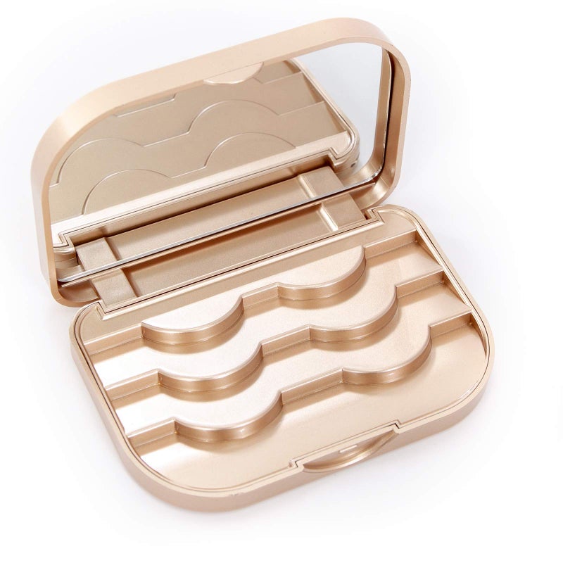 YiQiYi Cosmetic Case Empty Eyelashes Storage Case with Makeup Mirror Holder Box Fake Eyelash Packing Travel Storage Case Eyelashes Bag(Gold) - Image 3